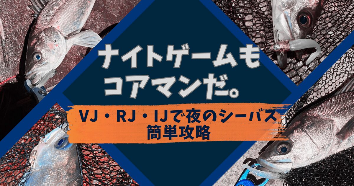 VJ、RJ、IJでナイトシーバス簡単攻略、おすすめのウエイトやカラーを解説。ナイトゲームもコアマンだ。