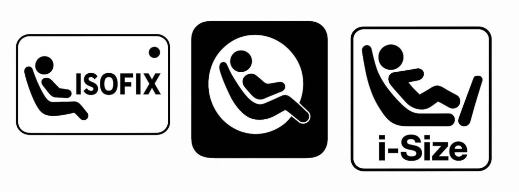 ISOFIXマークのサンプル。i-Sizeマークのサンプル。